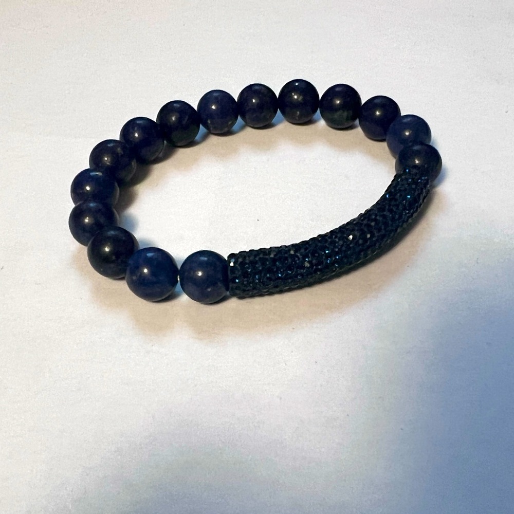 Lapis gemstone beaded bracelet.